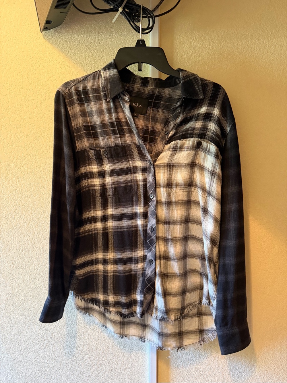 Rails Black and Cream Plaid Button-Up Shirt LIKE NEW